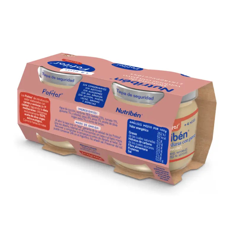 Nutriben Baby Food Soupe de légumes à la dinde, 2 x 120 grammes