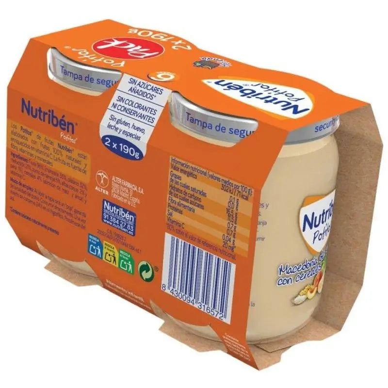 Nutriben Pack Pot Macédoine Céréales de fruits 2X190g