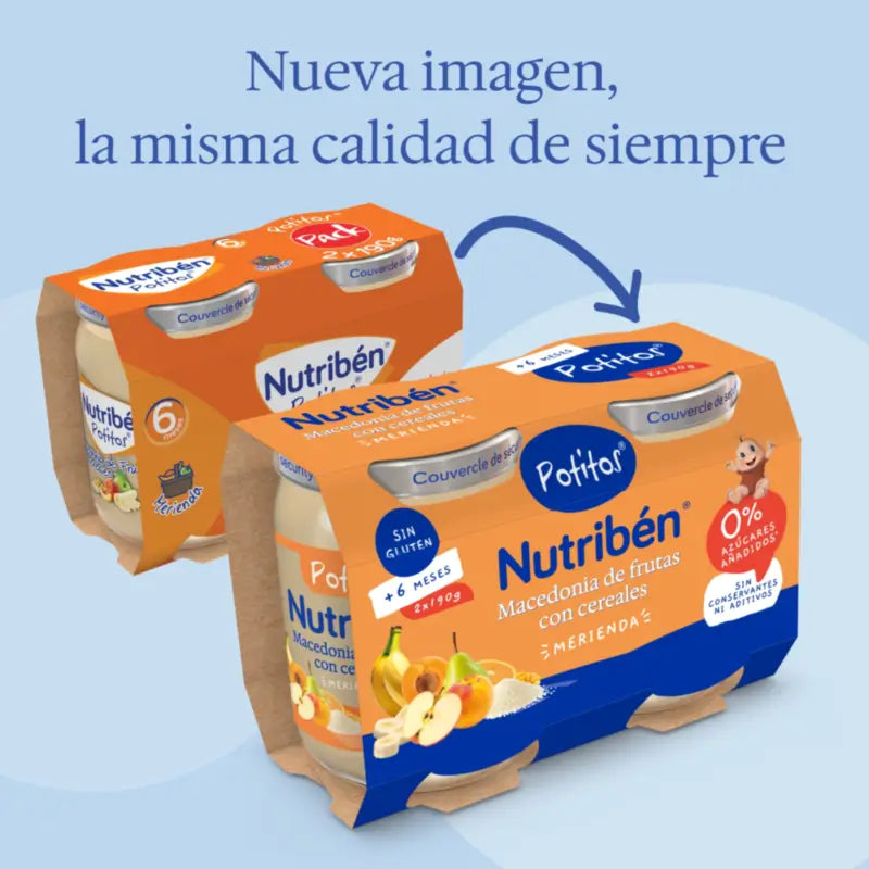 Nutriben Pack Pot Macédoine Céréales de fruits 2X190g