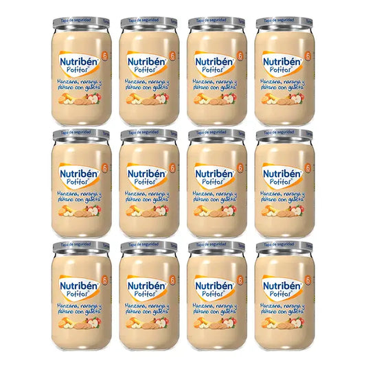 Nutriben Potito Pomme, Orange et Banane Avec Biscuit , 12 x 235 grammes
