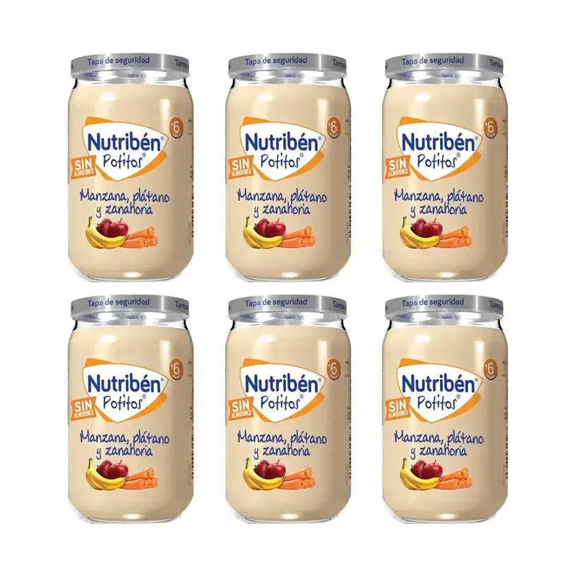 Nutriben Potito Pomme Banane & Carotte , 6 x 235 grammes