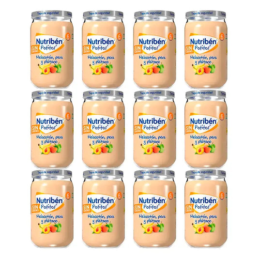 Nutriben Potito Pêche, Poire et Banane, 12 x 235 grammes
