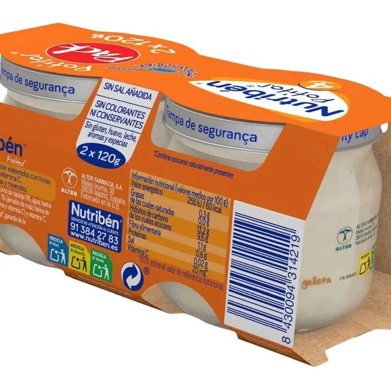 Nutribén Pack Potito Pear Platano, 2X120 g
