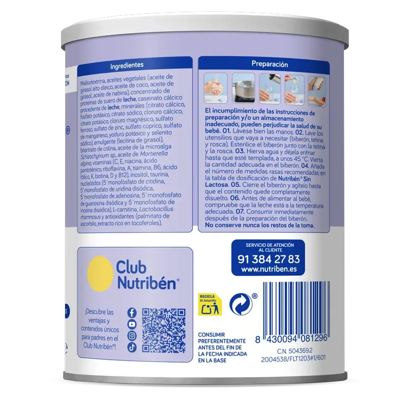 Nutribén Lait de démarrage sans lactose, 400 g
