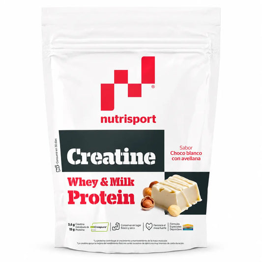 Créatine Creapure & Protéines au chocolat blanc et aux noisettes, 500 g