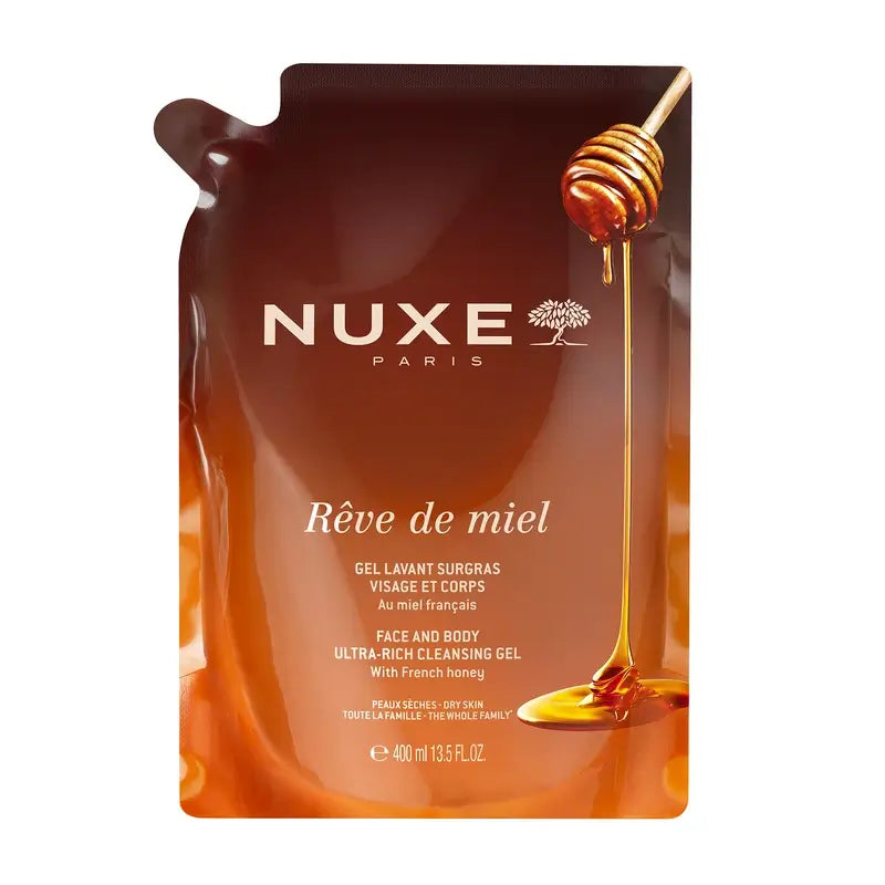 Nuxe Rêve de Miel Gel nettoyant visage et corps, recharge 400 ml