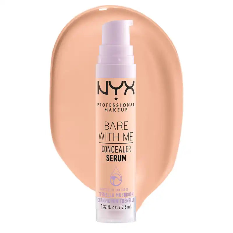 Nyx Bare With Me Serum Concelear, Shade Medium Vanilla. Formule végétalienne. Disponible en 12 nuances. 
