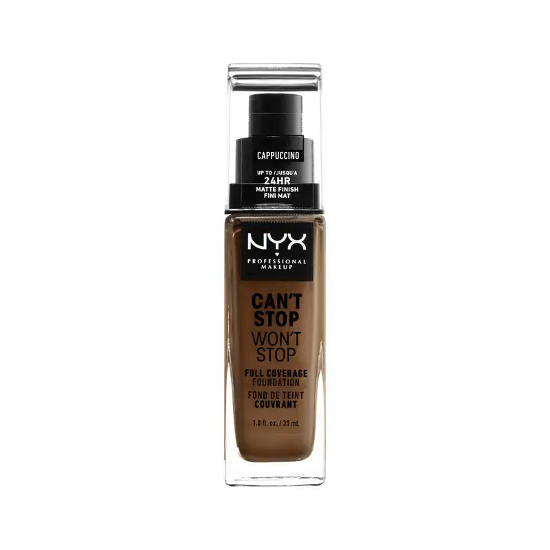 Nyx Long Wear Foundation Waterproof Can'T Stop Won'T Stop Full Tone 17 Cappuccino Medium Dark, 30 ml