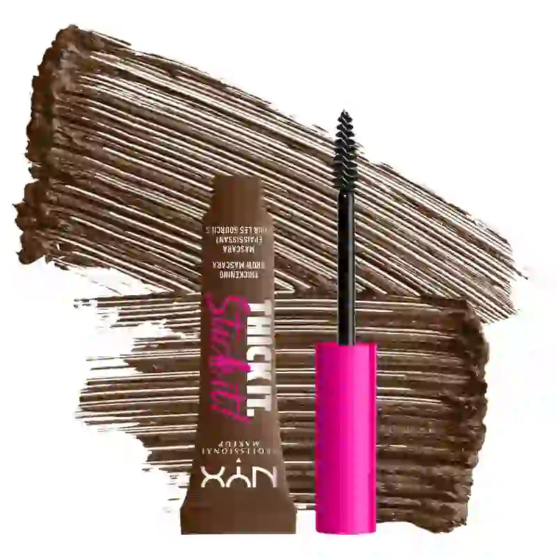 Nyx Thick It Stick It Mascara. Longue durée. Finition naturelle. Teinte brune, 7 ml