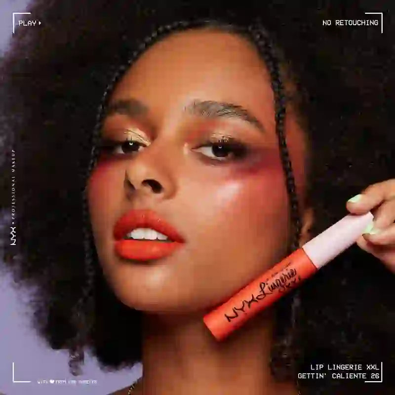 Nyx Lipstick Lip Lingerie Xxl Fuego Long Wear, 100% Matte Coverage, Warm Gettin Shade , 4 ml