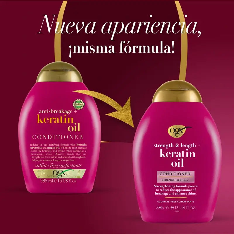 OGX Keratin Oil Conditioner, cheveux cassants, 385 ml