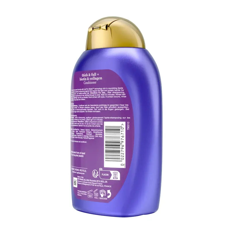 OGX Sulfate, Biotin and Collagen Free Conditioner, Voluminous and Healthy Hair, 385ml