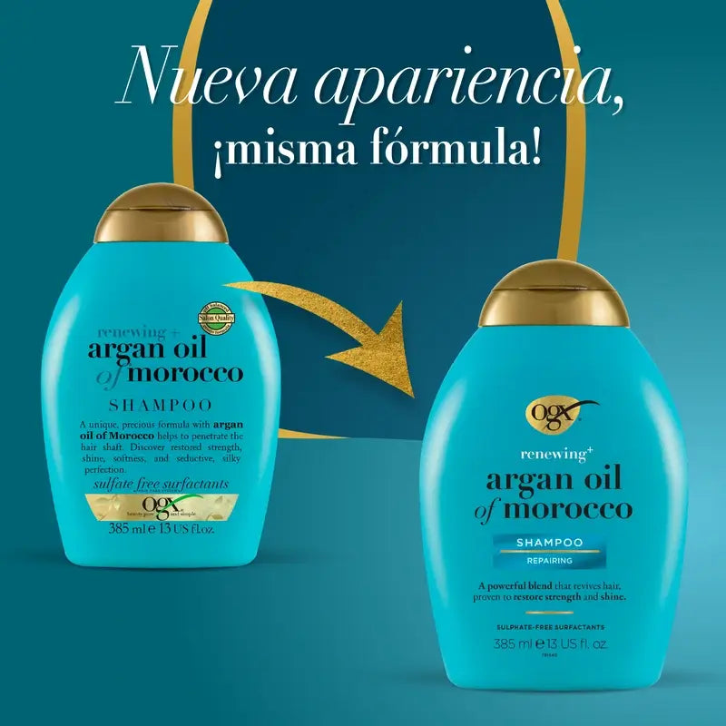 OGX Shampooing à l'huile d'argan marocaine, cheveux secs et abîmés, 385 ml