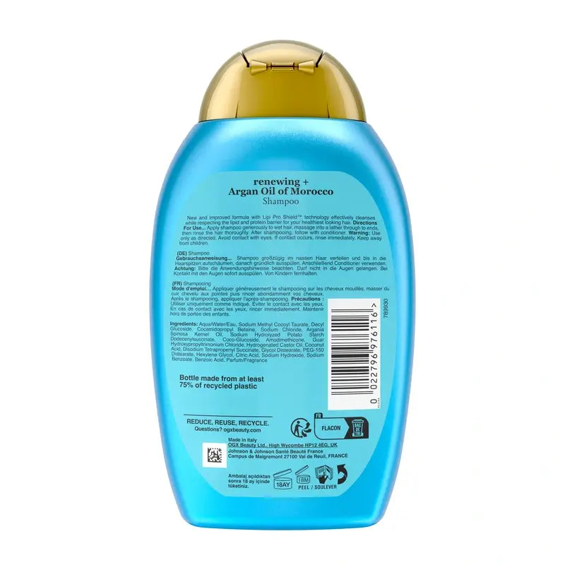 OGX Shampooing à l'huile d'argan marocaine, cheveux secs et abîmés, 385 ml