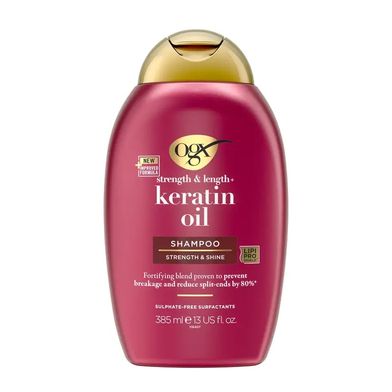 OGX Keratin Oil Shampooing, cheveux cassants, hydratant et renforçant, 385 ml