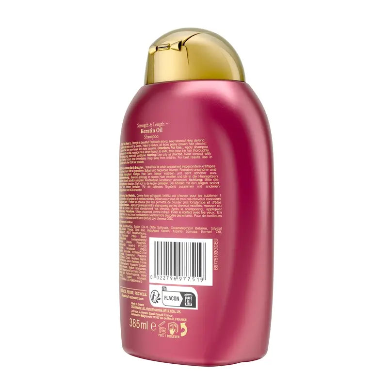 OGX Keratin Oil Shampooing, cheveux cassants, hydratant et renforçant, 385 ml