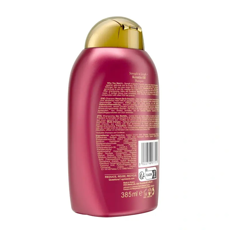 OGX Keratin Oil Shampooing, cheveux cassants, hydratant et renforçant, 385 ml