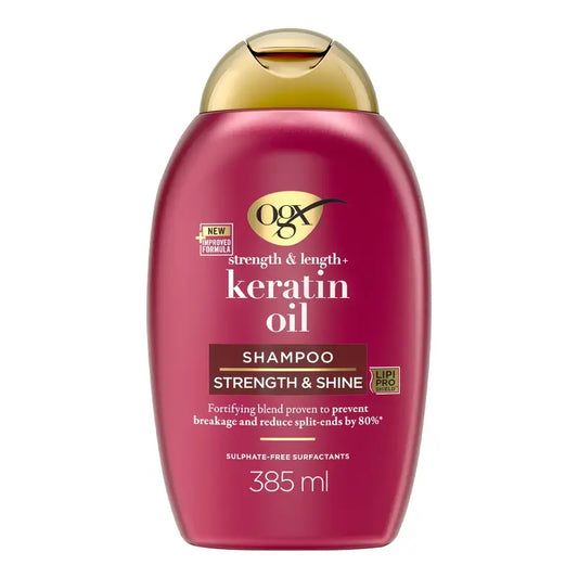 OGX Keratin Oil Shampooing, cheveux cassants, hydratant et renforçant, 385 ml