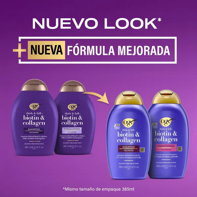 OGX Shampooing à la biotine et au collagène, cheveux fins, 385 ml