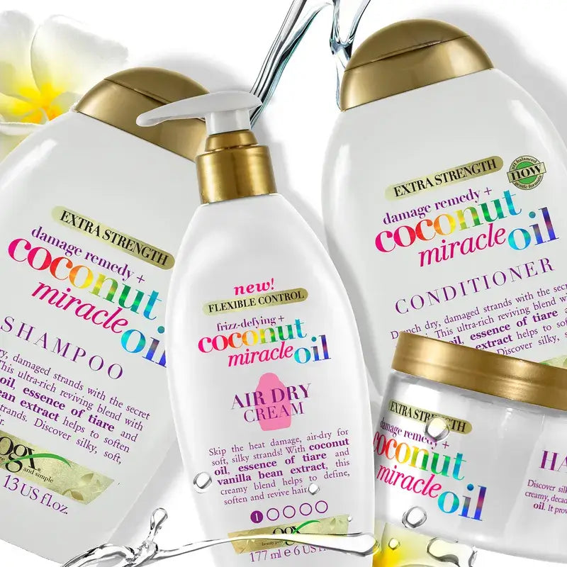 OGX Shampooing à l'huile miraculeuse de noix de coco, répare et ravive les cheveux abîmés, 385 ml