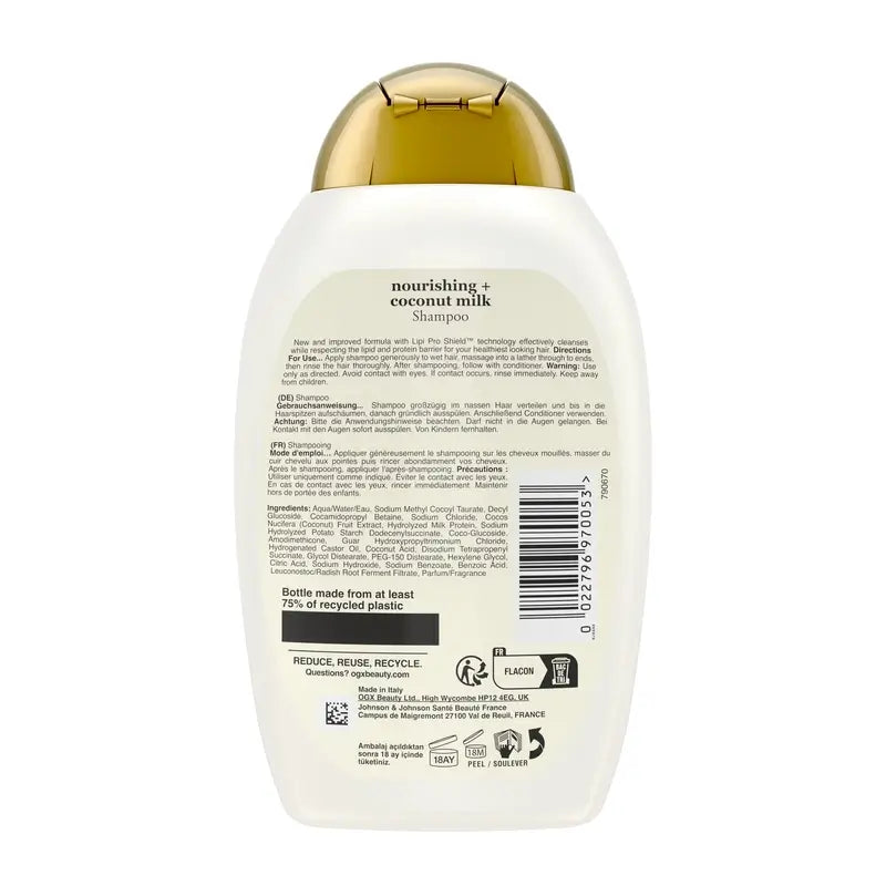 OGX Shampooing au lait de coco, cheveux secs, 385 ml