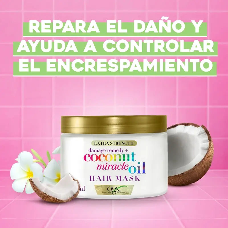 OGX Miracle Coconut Oil Hair Mask, répare et ravive les cheveux abîmés et fragiles, 168g