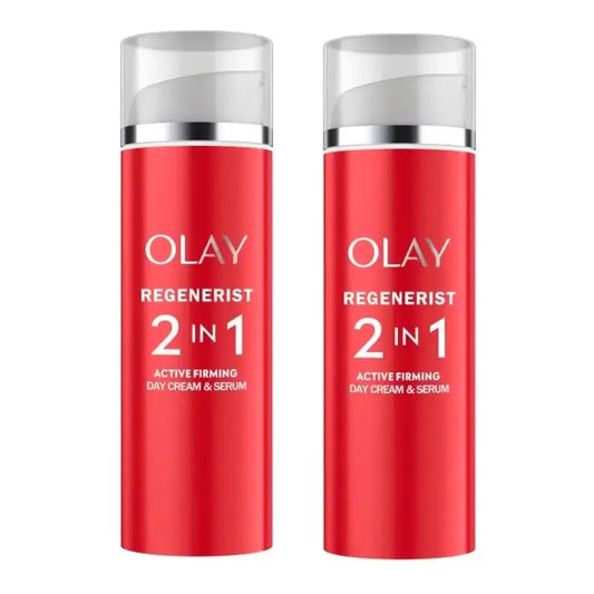 Crème de jour et sérum raffermissant actif 2 en 1 de Olay Regenerist, paquet de 2 x 50 ml