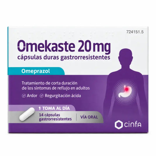 Omekaste 20 mg Plaquette thermoformée, 14 gélules gastro-résistantes