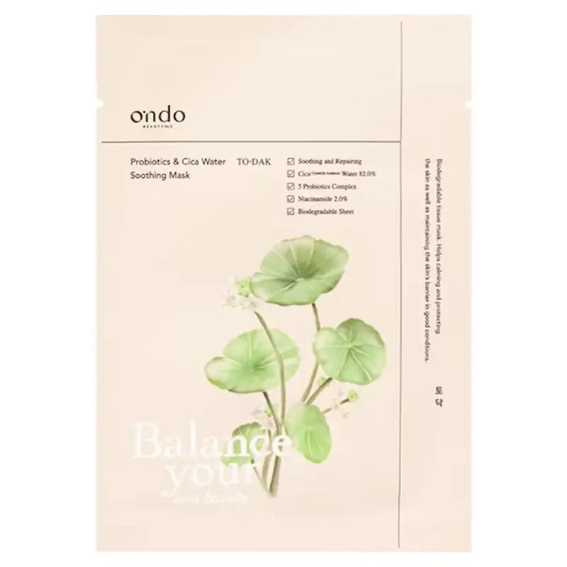 Ondo Beauty 36.5 Probiotics & Cica Water Soothing To-Dak Mask, 25 gr