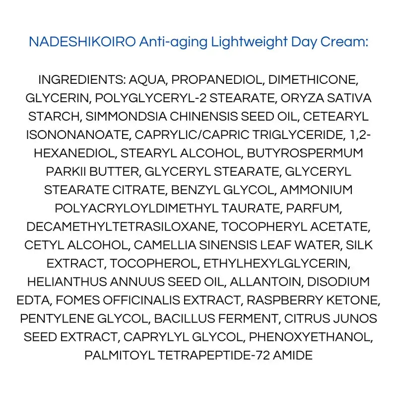 Onshindo Osaka Nadeshikoiro Crème de jour anti-âge pour peau grasse, 50 ml