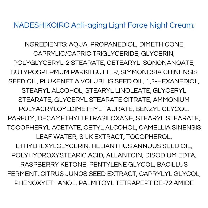 Onshindo Osaka Nadeshikoiro Crème de nuit anti-âge pour peaux normales et mixtes, 50 ml