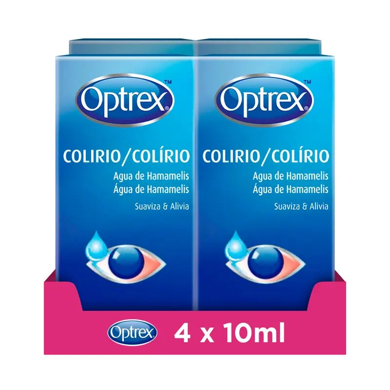 Optrex 4 X Optrex Gouttes oculaires à l'eau d'hamamélis 10 Ml