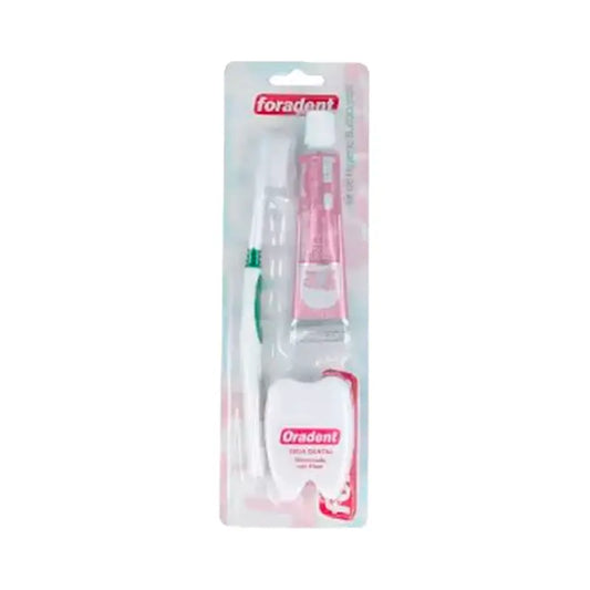 Oradent Plus Brosse à dents + fil dentaire + dentifrice