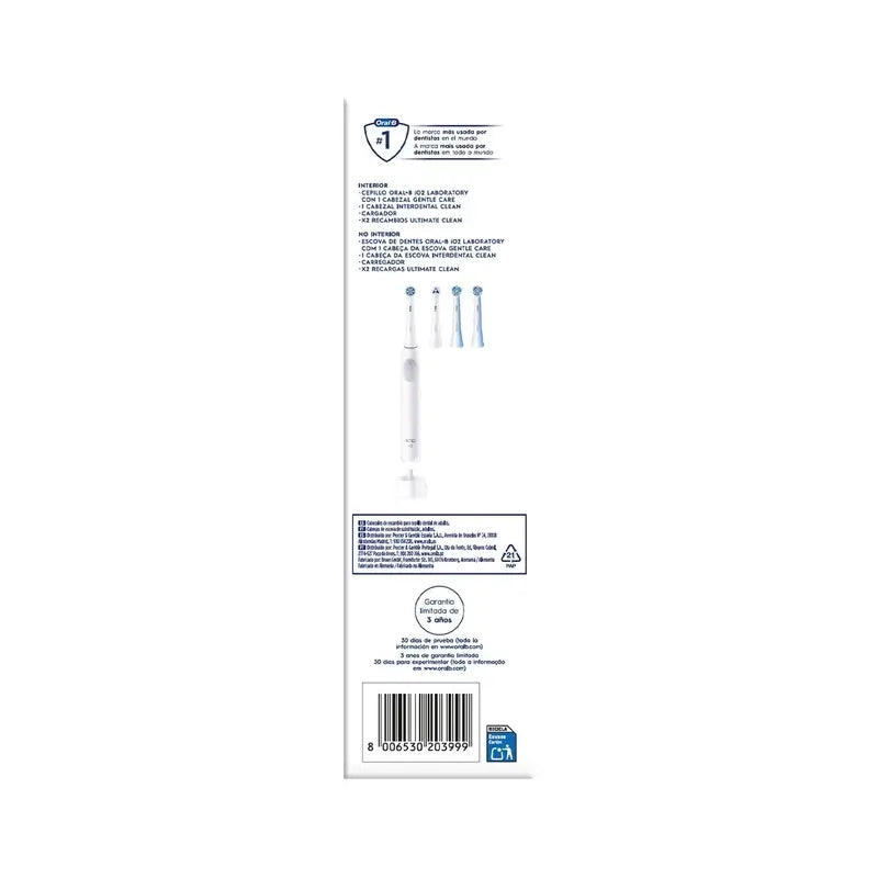 Brosse à dents électrique Oral B Braun Io2 White, 2 têtes de brossage, 1 paquet