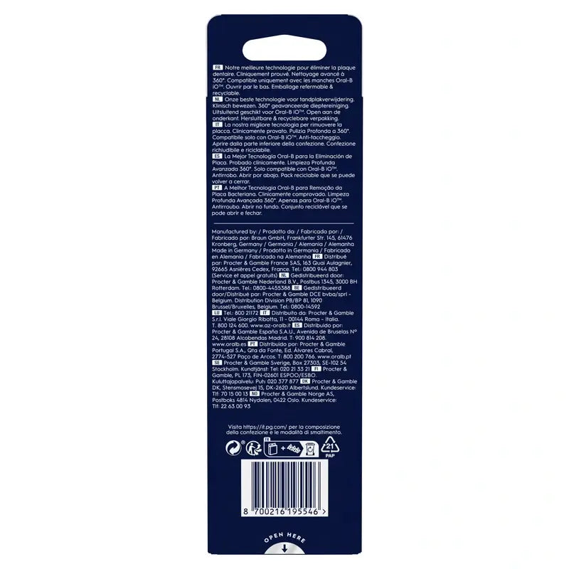 Brosses de rechange Oral-B Braun iO Ultimate Clean, 6 pièces