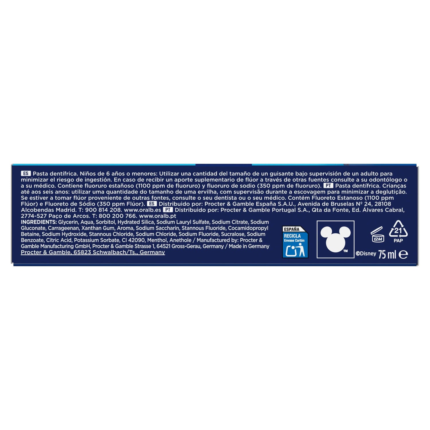 Oral-B Pro Junior Dentifrice 6 à 12 ans, 75 ml