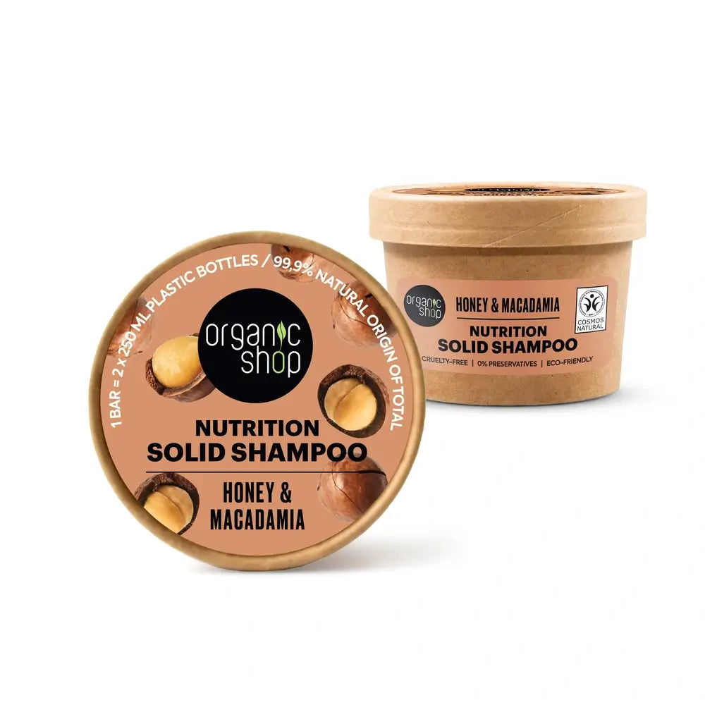 Organic Shop Shampooing solide nourrissant au miel et à la macadamia, 60 g