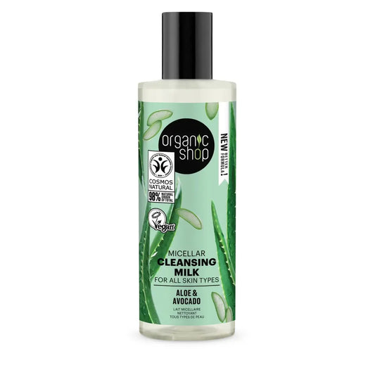 Organic Shop Lait démaquillant micellaire pour tous types de peau Avocat et aloès Organic Shop, 150 ml