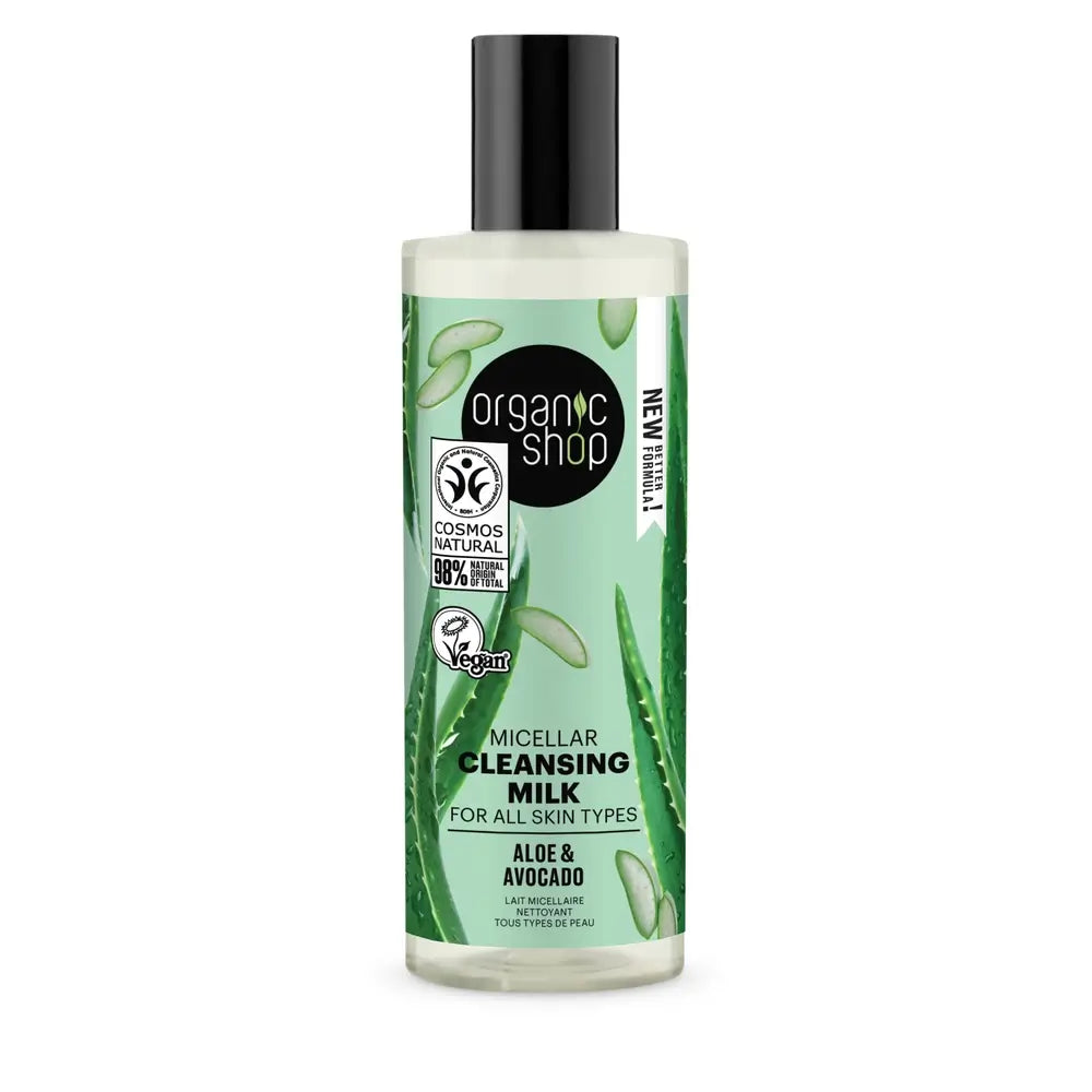 Organic Shop Lait démaquillant micellaire pour tous types de peau Avocat et aloès Organic Shop, 150 ml