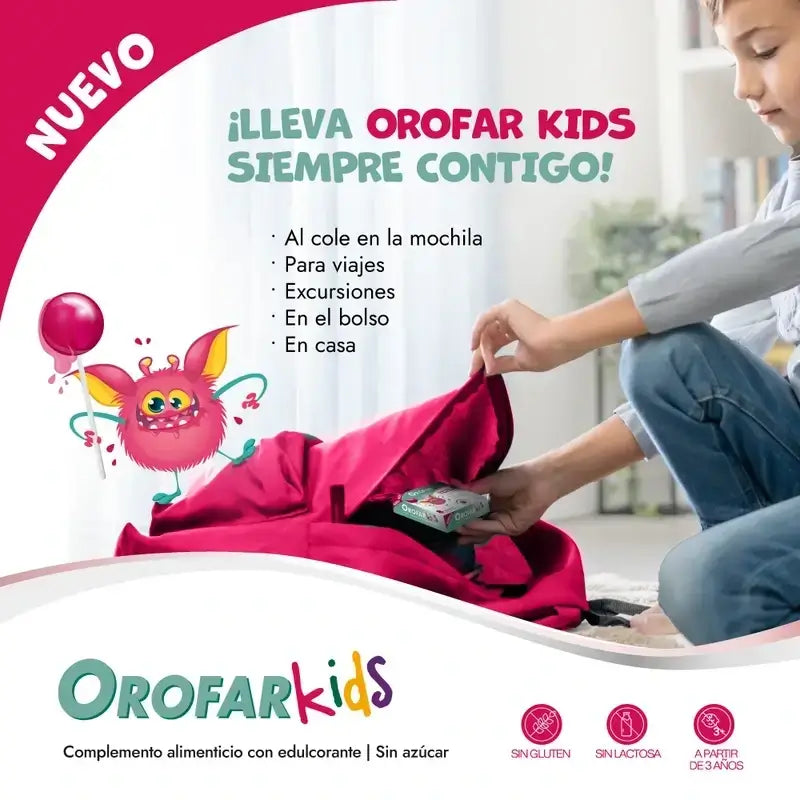 Orofar Kids Sucettes sans sucre à la framboise contre les démangeaisons de la gorge, 2x8 sucettes