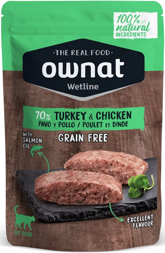 Ownat Wetline Feline Turkey Chicken Box 12X85Gr , nourriture humide pour chat