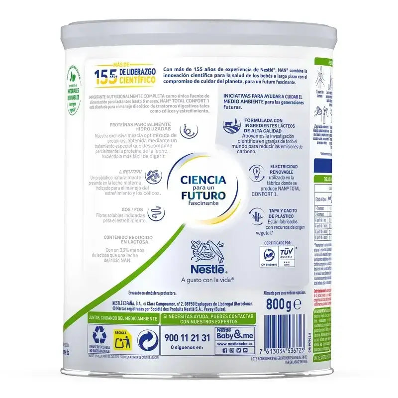 Lait infantile Nestlé Nan Total Comfort 1, paquet de 12 x 800 g