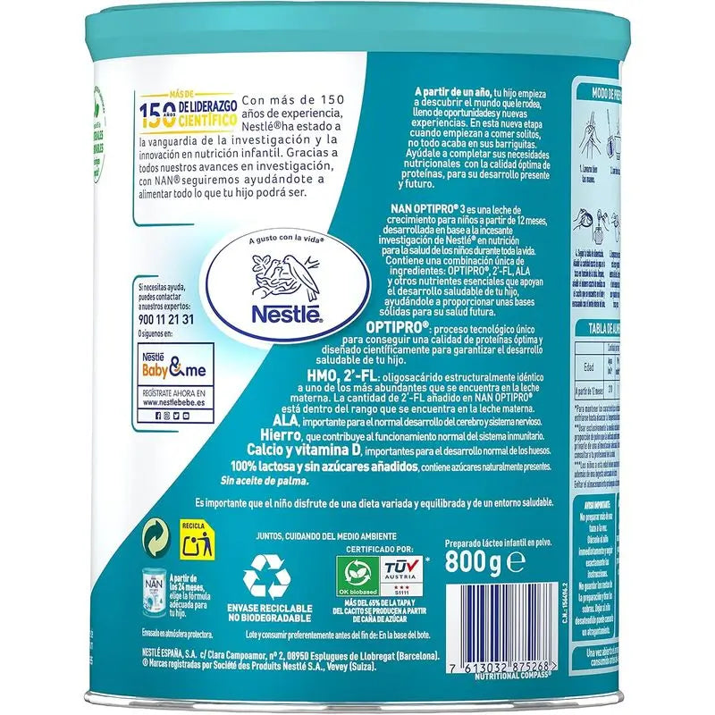 Nestlé Nan Optipro 3 Lait de croissance, 12X800g