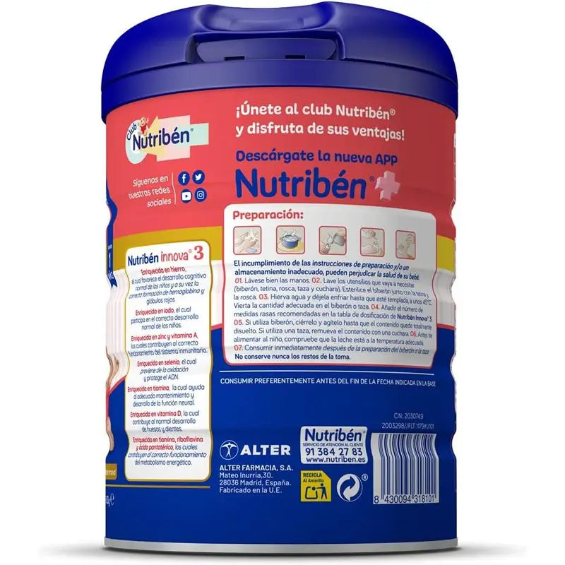 Nutribén Innova 3 Lait de croissance, 12 X 800 grammes
