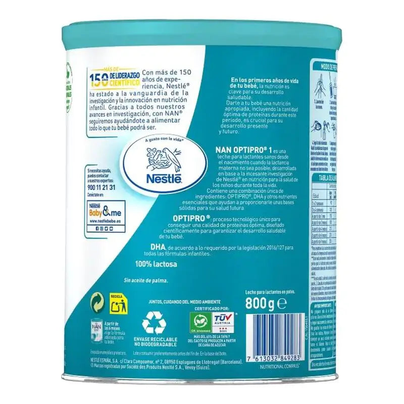 Nestlé Nan Optipro 1 Lait de démarrage, 2X800 g