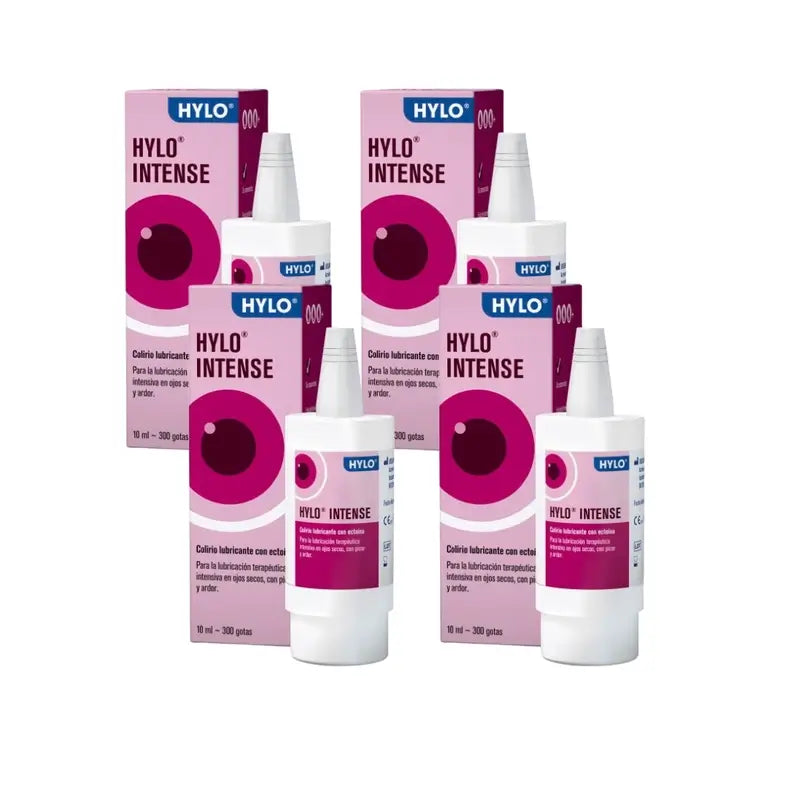 Hylo Intense Gouttes pour les yeux 10 ml, paquet de 4