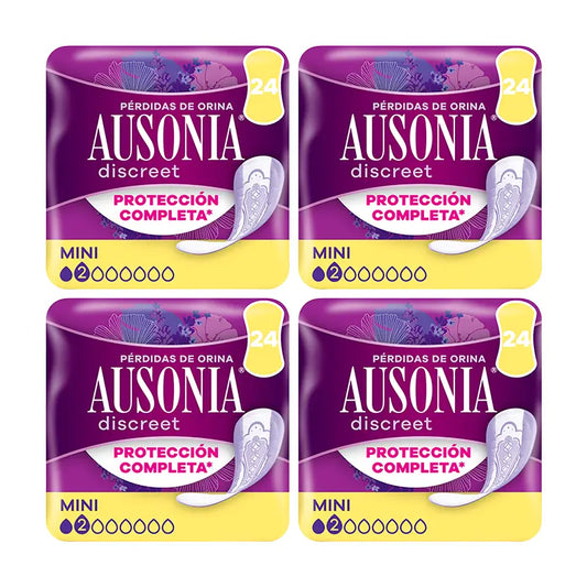 Ausonia Discreet Pack 4 x 24 paquets pour la perte d'urine des femmes Mini, 4 x 24 unités