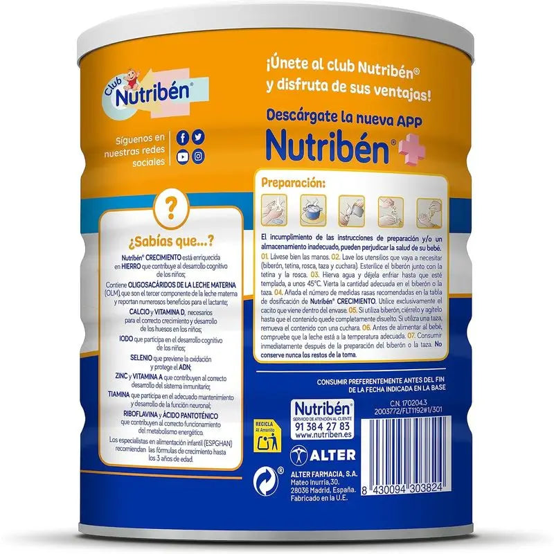 Nutribén Crecimiento Pro+ 3 Lait, 4 X 800 grammes