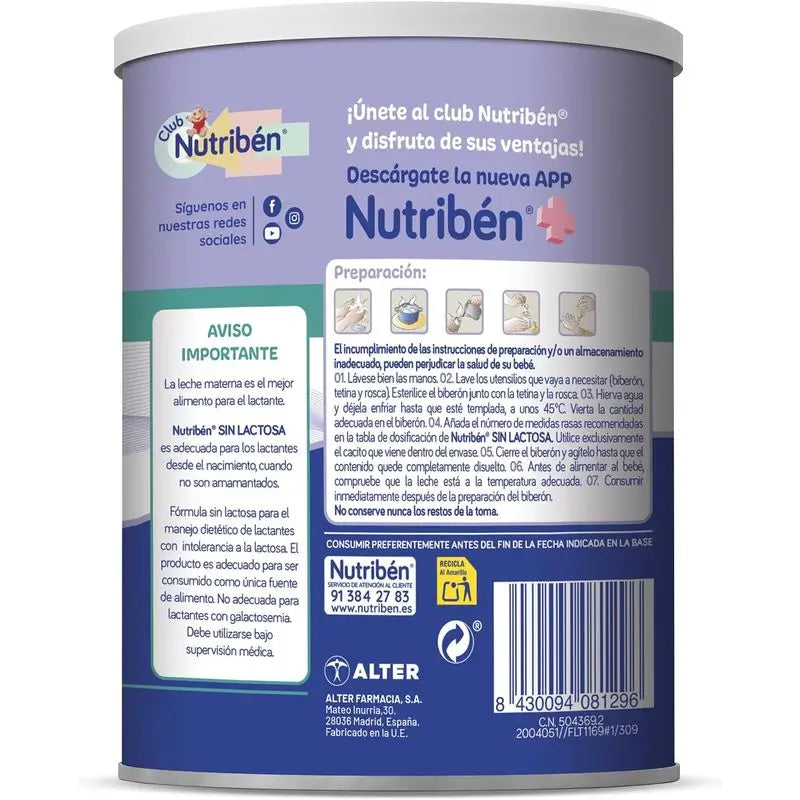 Nutribén Lactose-Free Milk Starter , 4 X 400 grammes