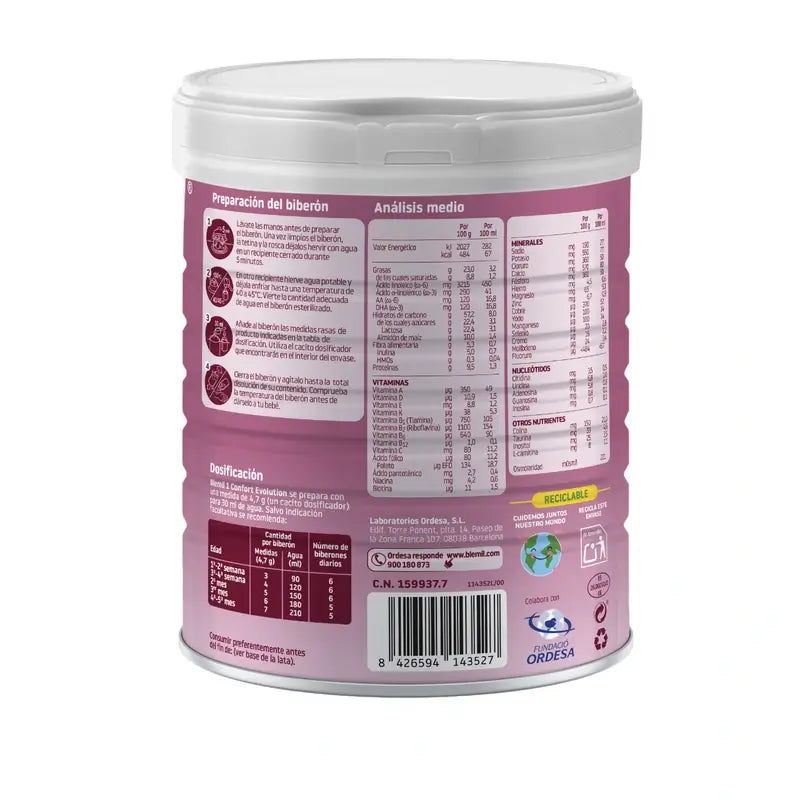 Blemil 1 Confort Evolution, Pack 4x800 g